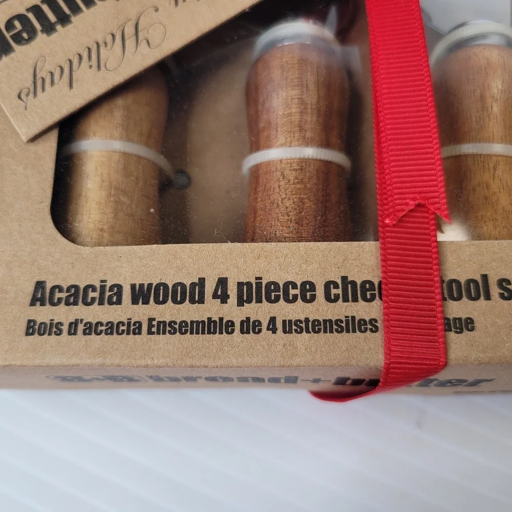 B & B Bread &‎ Butter Acacia Wood 4 Cheese Tools & Cheese Forks New Old Stock